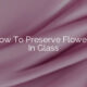 How To Preserve Flowers In Glass